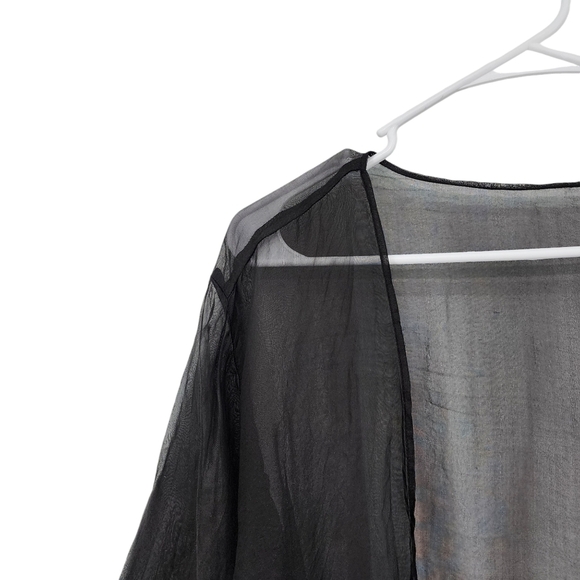 Whispers by Carole Dolighan Women's Long Sleeves Open Front Sheer Top Cardigan - Picture 2 of 6